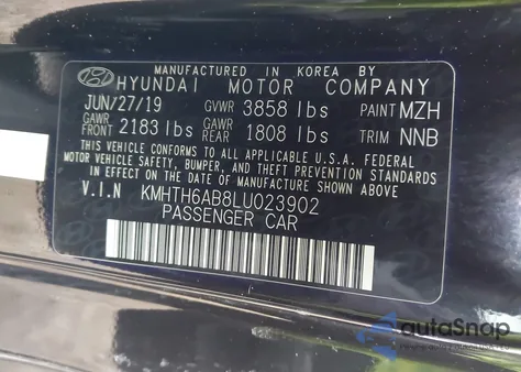 2020 Hyundai Veloster Turbo из США, поврежденный, VIN KMHTH6AB8LU023902